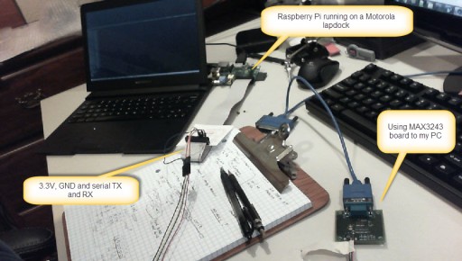 Raspberry Pi connected to PC via RS232