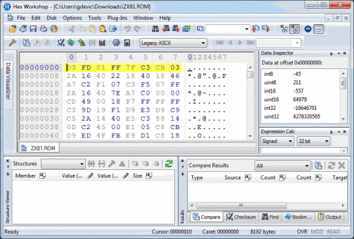 Sinclair ZX81 ROM dump in HexWorkshop