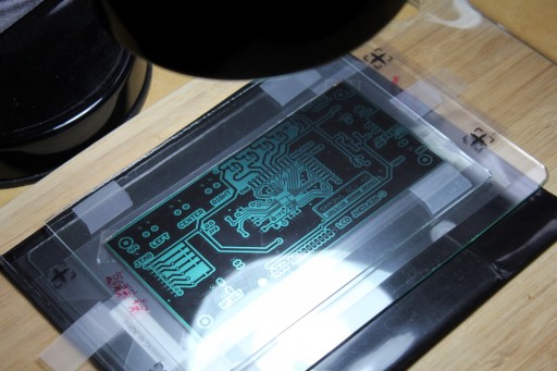 Closeup of the PCB/mask sandwich