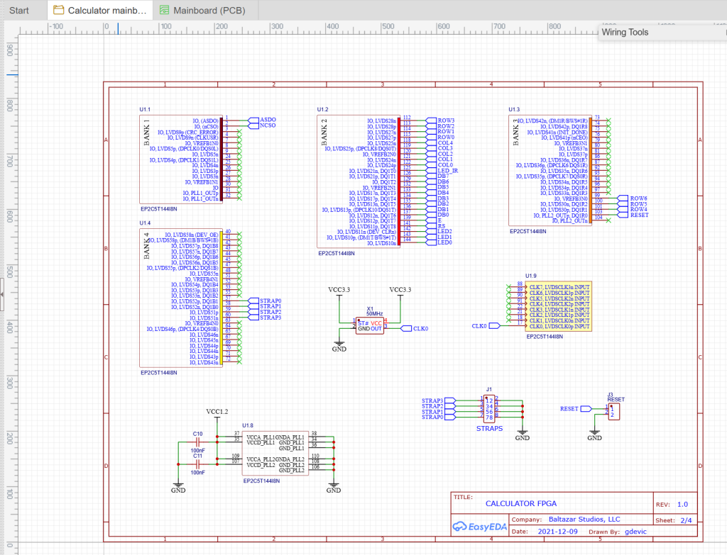 FPGA Calculator: RevB FPGA schematic page