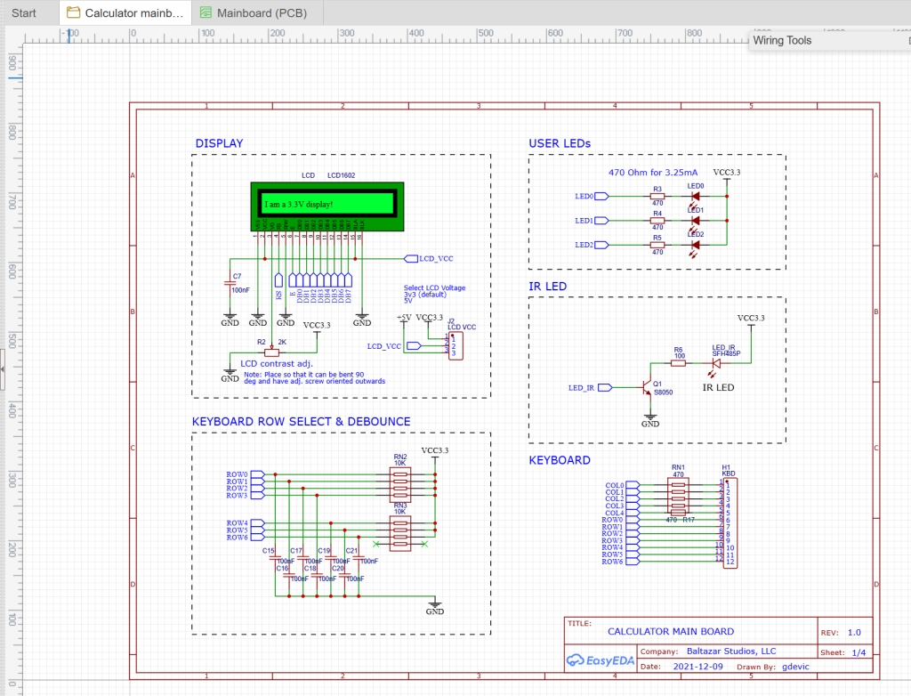 FPGA Calculator: RevB main board schematic page